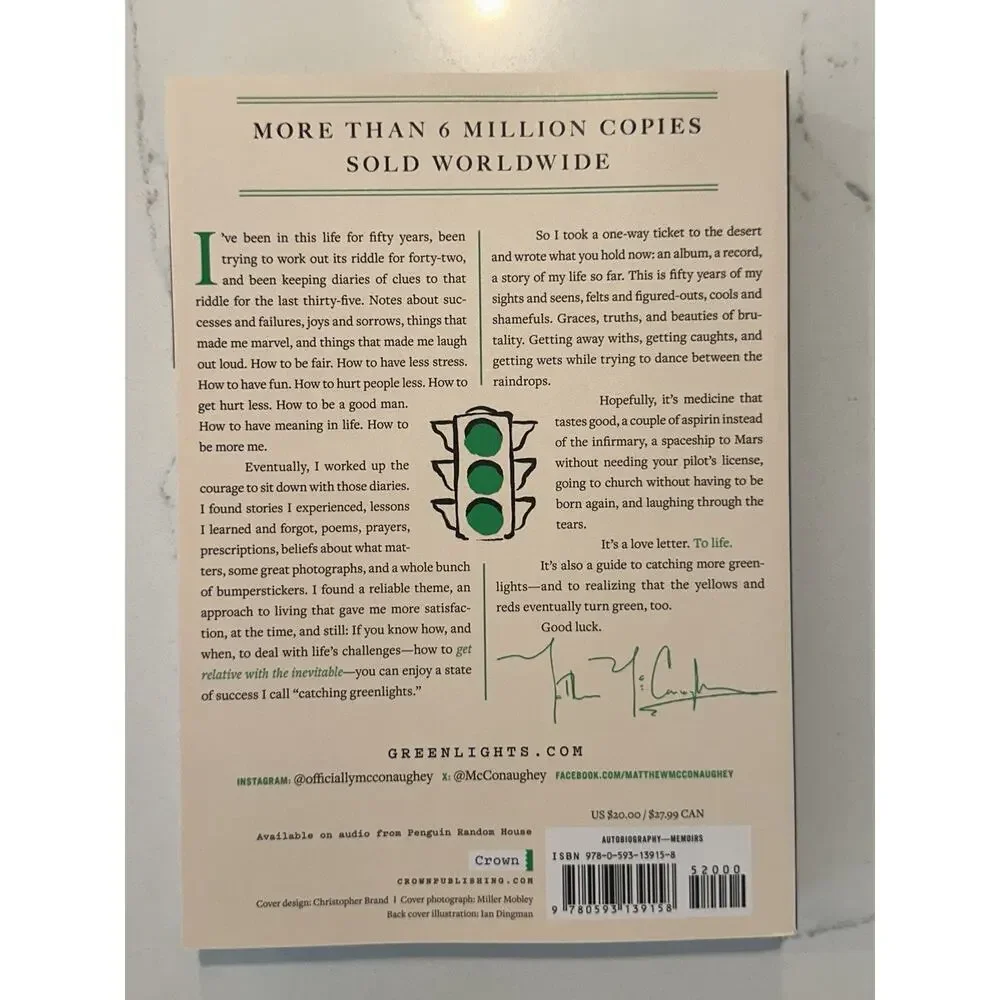 Greenlights by Matthew McConaughey Autograph Book Signed Auto Paperback #7